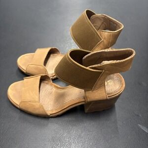 Sorel Womens Chunky Heel Sandals Size 9 Tan Leather &‎ Elastic Strap